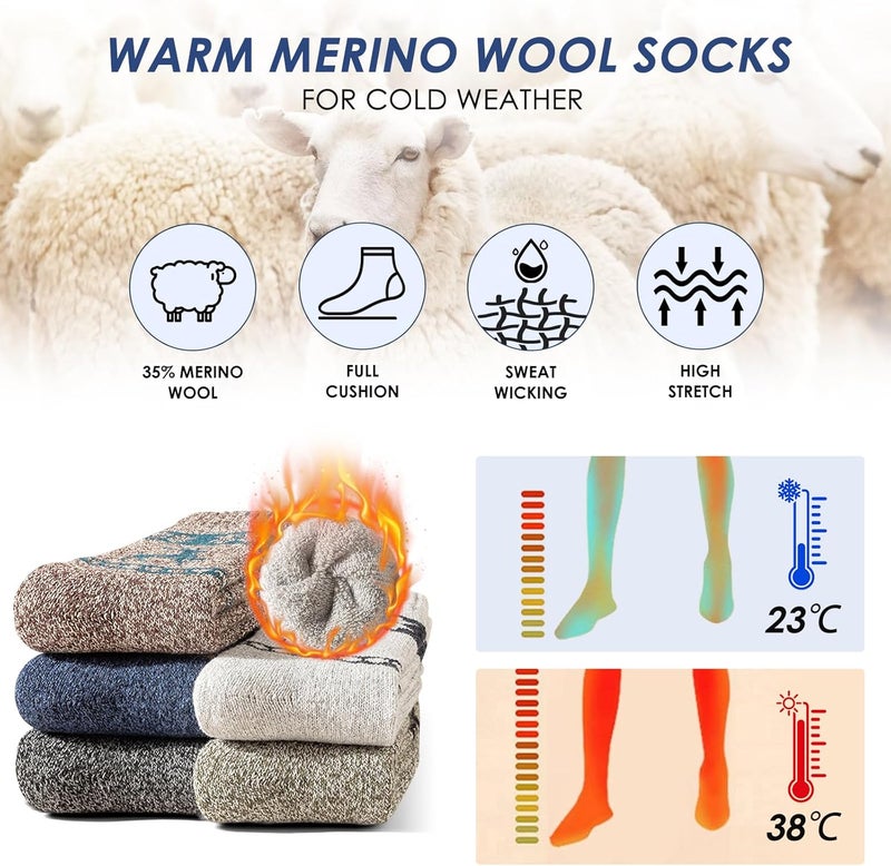 mickee Knee High Socks for Woman, Boot Sock/Long Sock Cotton Thermal Socks for Hiking Skiing Winter Gifts-4pairs - Image 5